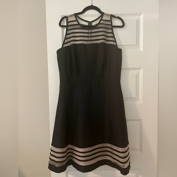 NWT, Taylor, Black and tan (sheer) dress, Size 14, Gold zipper in back - Picture 1 of 4